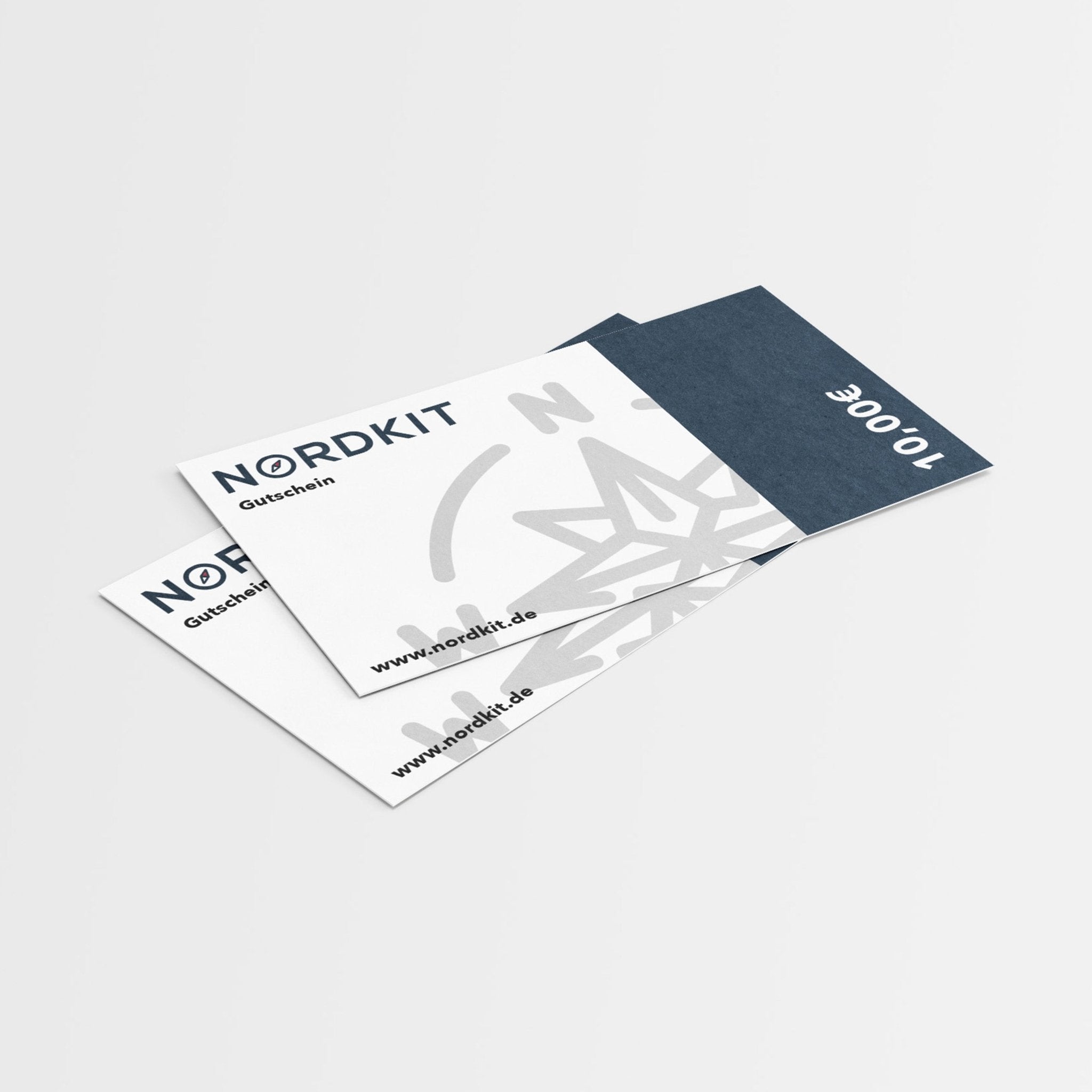 Nordkit Geschenkgutschein im Wert von 10 Euro mit Nordkit-Logo und minimalistischem Design